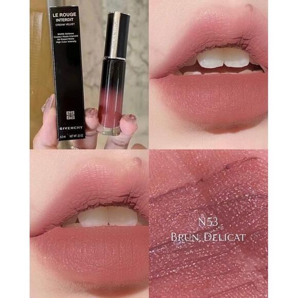 NWOB Givenchy Le Rouge Interdit Cream Velvet Lipstick - 53 BRUN DÉLICAT - Picture 2 of 5